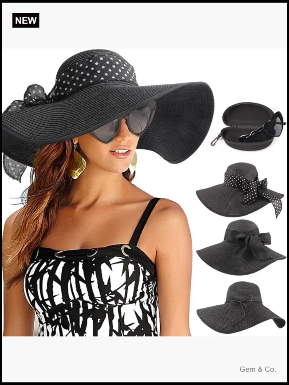 Wide Brim Sun Hat Floppy Foldable Beach Hat UPF 50 Straw